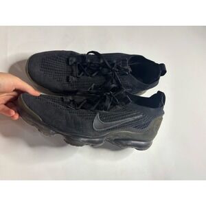 Nike Air Vapormax 2021 FK Triple Black Flyknit Running Shoes Men's Size 14